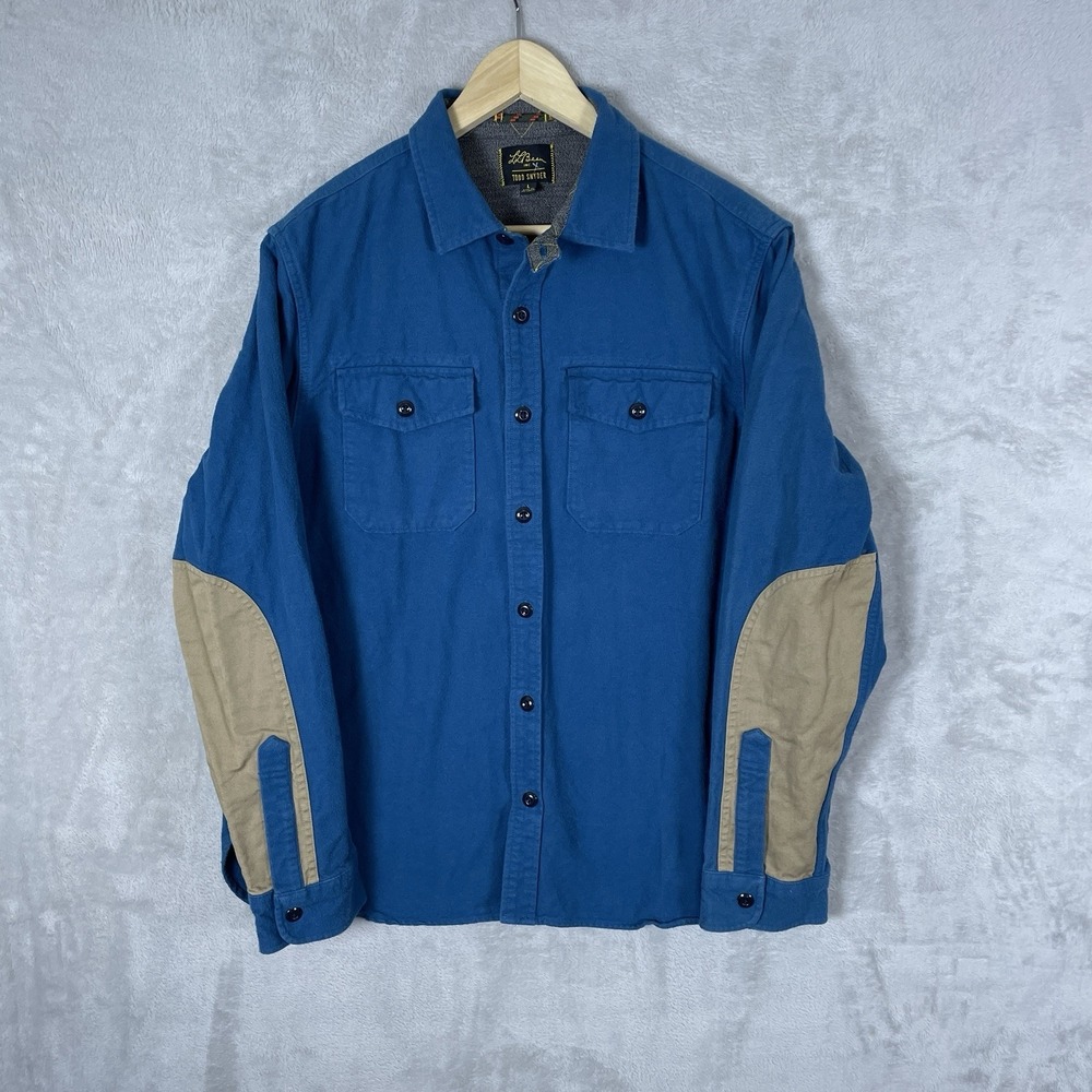 Todd Snyder x LL Bean Flannel Shirt Large Mens Blue Chamois Heavyweight Elbow